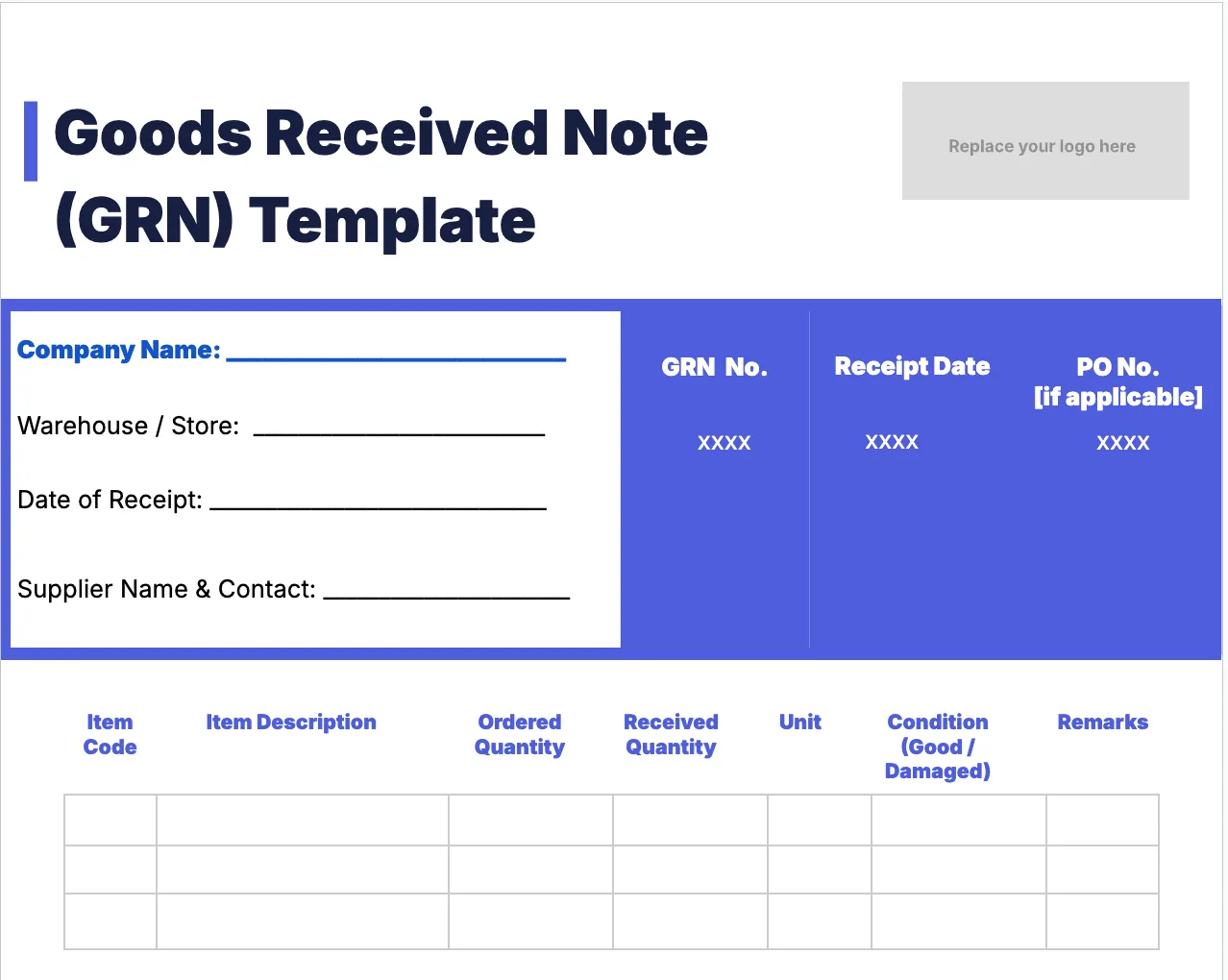 Download a Goods Receipt Form